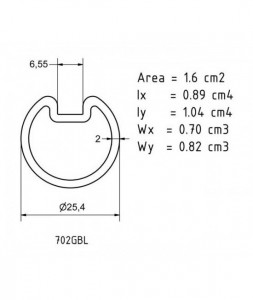 Ax tubular cu canal de pana, 1 '', galvanizat, 2mm, L = 3500 mm, 702GBL3500 - Img 2