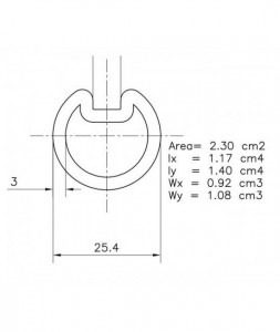 Ax tubular cu canal de pana, 1 '', galvanizat, 3mm, L = 2750mm, 705GB-2750 - Img 2