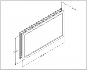 Geam dreptunghiular cu rama neagra, 680 x 373 mm, 2400-90SN - Img 2