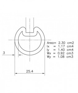 Ax tubular cu canal de pana, 1 '', galvanizat, 3mm, L = 2750mm, 705GB-3500 - Img 2