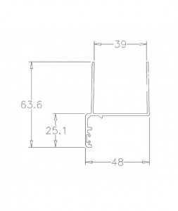 Profil H de usa pietonala, 3m, pentru panou de 40mm grosime, 1032END-3000 - Img 2