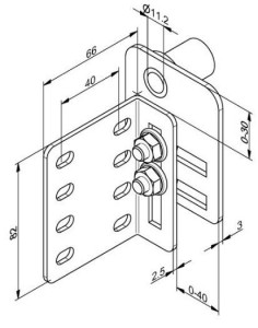 Suport superior de rola, galvanizat, pentru sisteme cu arc in spate pt ax rola 11mm L=60mm, dreapta, 419SR - Img 2