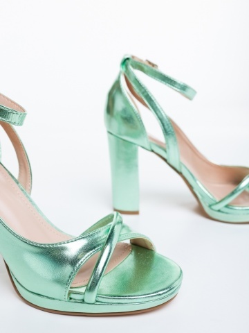 Γυναικεία σανδάλια πράσινα από οικολογικό δέρμα Edevia - Img 5