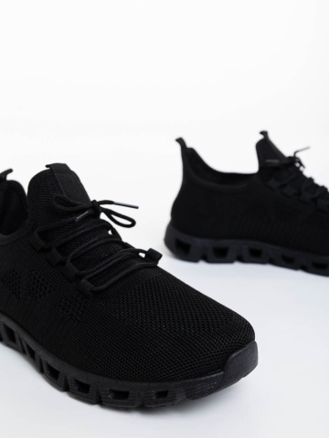 Ανδρικά αθλητικά παπούτσια μαύρα από ύφασμα Astor - Img 3