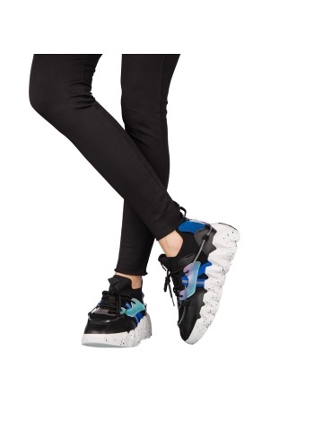 Γυναικεία αθλητικά παπούτσια μαύρα από οικολογικό δέρμα και ύφασμα Gingero - Img 2