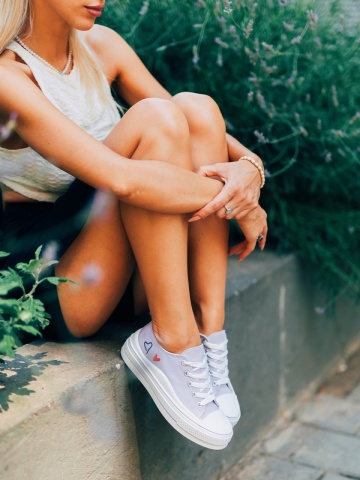Γυναικεία πάνινα μωβ από ύφασμα Andreina