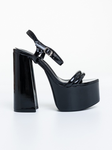 Γυναικεία πέδιλα με τακούνι και πλατφόρμα Lavita Μαύρο - Img 4