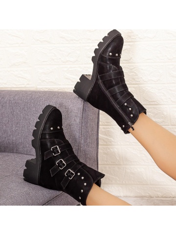 Γυναικείες κοντές μπότες Eanena Μαύρο - Img 4