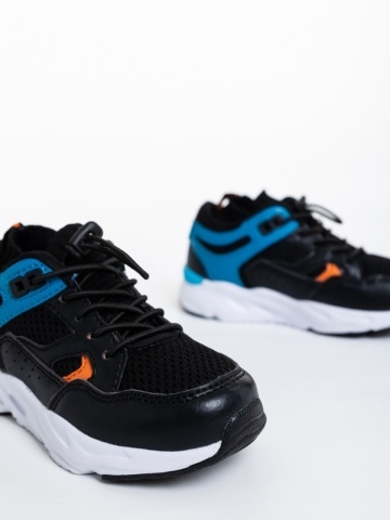 Παιδικά αθλητικά παπούτσια μαύρα από οικολογικό δέρμα Kaori - Img 3