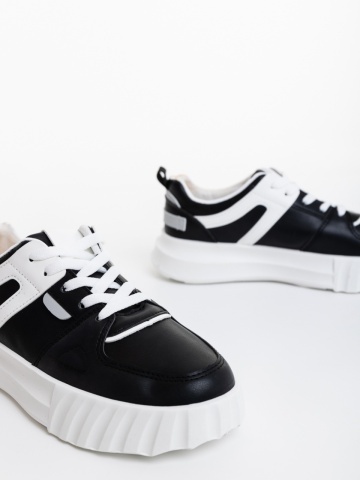 Γυναικεία αθλητικά παπούτσια μαύρα από οικολογικό δέρμα Sabetta - Img 5