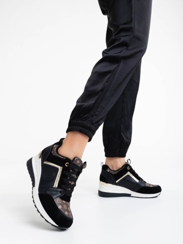 Γυναικεία αθλητικά παπούτσια μαύρα από οικολογικό δέρμα Tyrina