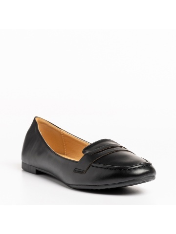 Γυναικεία μοκασίνια μαύρα από οικολογικό δέρμα Adelais - Img 2