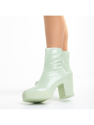 Γυναικείες μπότες πράσινα από οικολογικό δέρμα λουστρίνι Libbie - Img 2