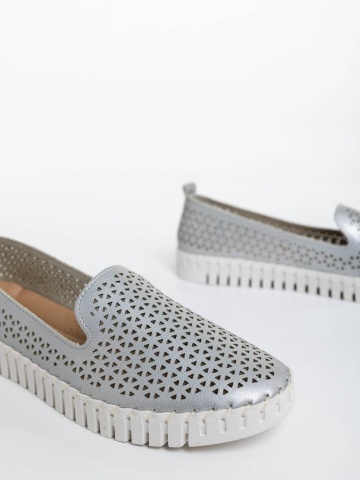 Γυναικείες εσπαντρίγιες ασημί από ύφασμα Ligia - Img 5
