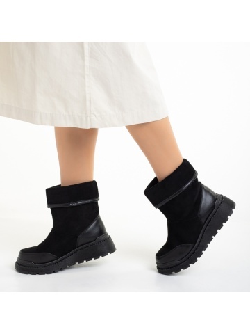 Γυναικείες μπότες μαύρες από οικολογικό δέρμα Rima - Img 5