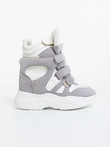 Γυναικεία αθλητικά παπούτσια λευκά με γκρι από ύφασμα Rusalka - Img 4