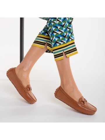 Γυναικεία μοκασίνια κάμελ απο οικολογικό δέρμα Cecil - Img 2