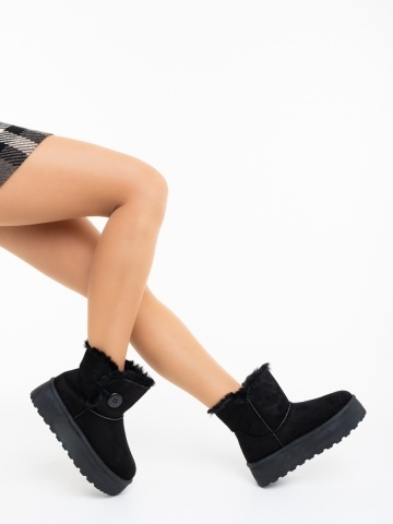 Γυναικείες μπότες μαύρες από ύφασμα Andara - Img 2