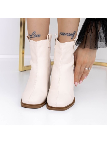 Μποτάκια με χοντρό τακούνι Alaza Μπεζ - Img 5