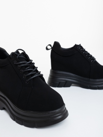 Γυναικεία αθλητικά παπούτσια μαύρα από ύφασμα Lenoria - Img 5
