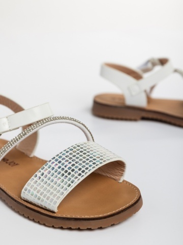 Παιδικά σανδάλια λευκά από οικολογικό δέρμα Resa - Img 3