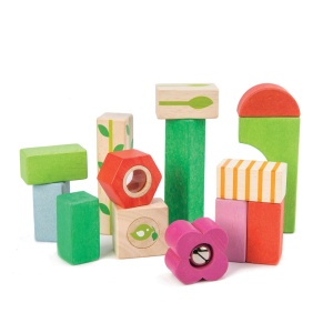 Cuburi din Lemn pentru construit cu tematica Gradina – Nursery Blocks cu Funcții și Imagini - Tender Leaf Toys - Img 2