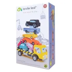 Mașinuțe Suprapuse – Joc de Stivuire din Lemn Stacking Cars - Tender Leaf Toys