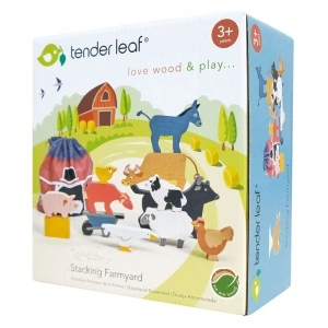 Animalele de la Fermă – Joc de Echilibru și Stivuire, 13 Piese - Tender Leaf Toys