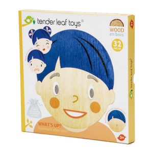 Joc din Lemn pentru Recunoașterea Emoțiilor – What’s Up? 32 Piese - Tender Leaf Toys