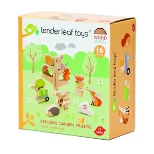 Animăluțe în Copac – Joc de Echilibru și Stivuire Garden Friends, 16 Piese - Tender Leaf Toys