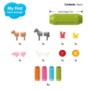 Primele Mele Animale de Fermă, Joc Magnetic de Construcție, 16 Piese - SmartMax - Img 6