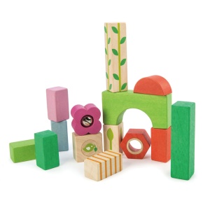 Cuburi din Lemn pentru construit cu tematica Gradina – Nursery Blocks cu Funcții și Imagini - Tender Leaf Toys - Img 3