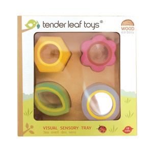 Tavă Senzorială din Lemn cu Forme – Visual Sensory Tray, 4 Tipuri de Activități - Tender Leaf Toys - Img 1