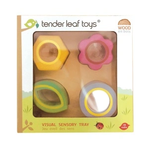 Tavă Senzorială din Lemn cu Forme – Visual Sensory Tray, 4 Tipuri de Activități - Tender Leaf Toys