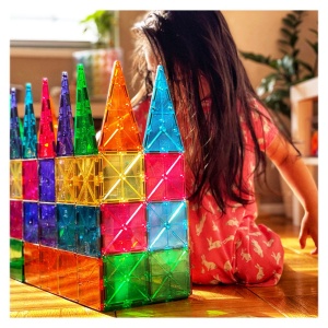 Magna Tiles - Clear Colors - set magnetic 100 piese - Img 4