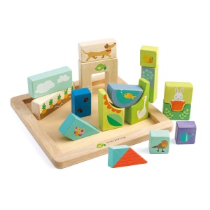 Puzzle cuburi din Lemn pentru Copii cu tematica Primavara – Garden Patch Puzzle în Ramă - Tender Leaf Toys - Img 2