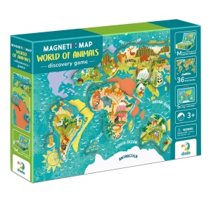 Puzzle magnetic - Harta Lumii cu Animale