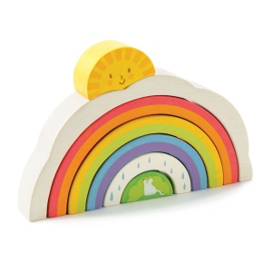 Curcubeu din Lemn pentru joaca open-end – Rainbow Tunnel, Puzzle de Stivuire, 7 Piese - Tender Leaf Toys - Img 2
