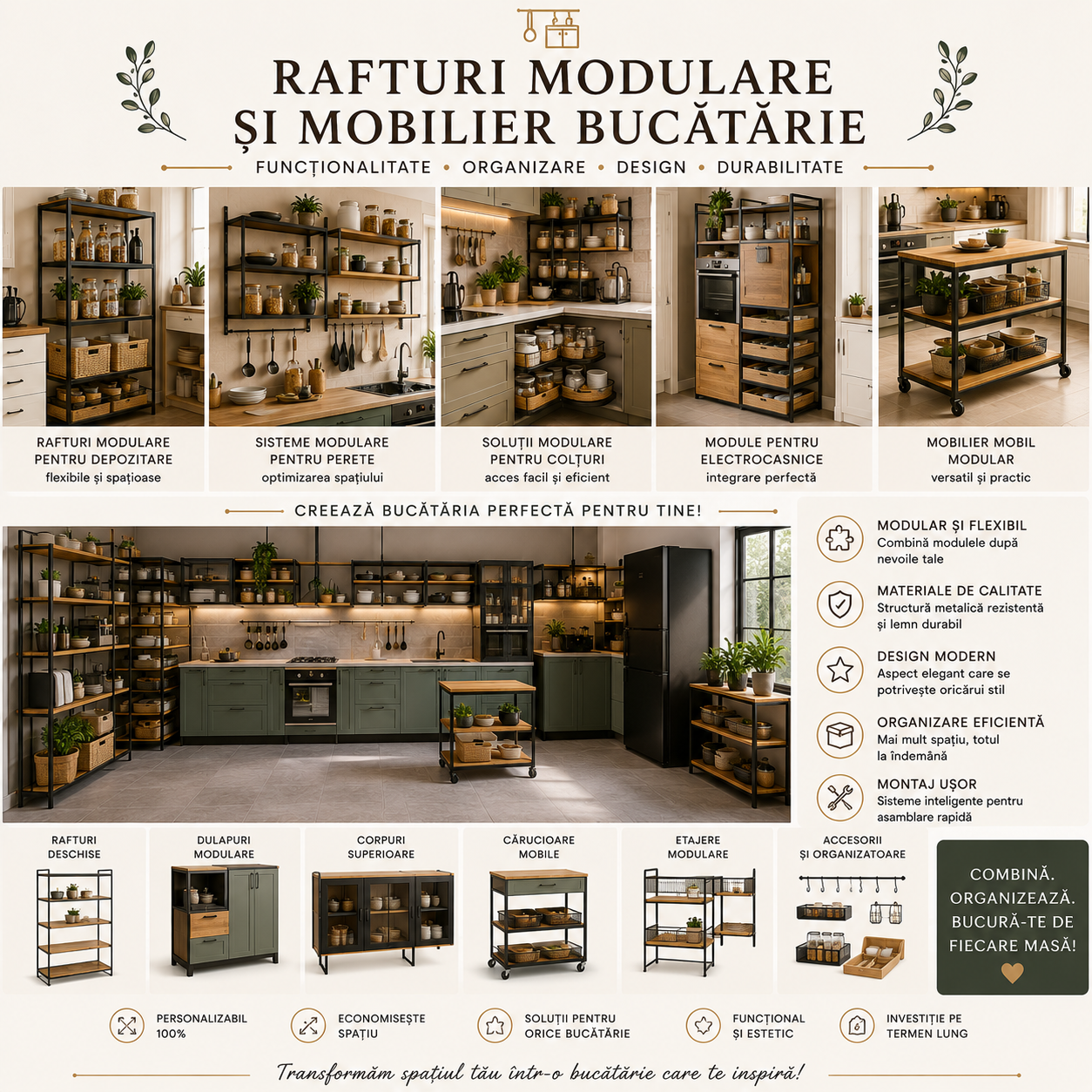 Rafturi modulare si mobilier bucatarie