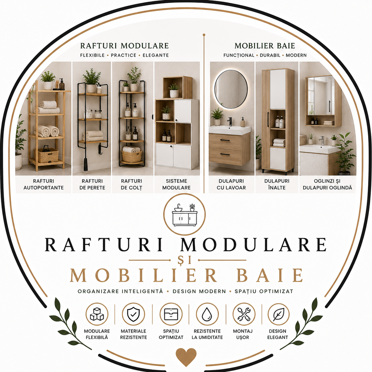 Rafturi modulare si mobilier baie