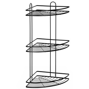 Etajera de colt pentru dus, cu 3 polite, montaj pe perete, inox, 25x25x59 cm, negru - Img 6