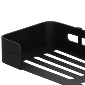 Raft de baie cu 2 agatatori, 2 sisteme instalare pe perete, aluminiu, 32x12x4cm, negru - Img 6