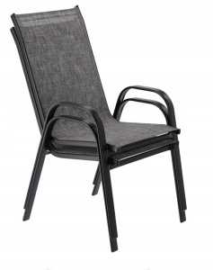 Set 2 scaune de gradina cu cadru metalic, stivuibile, 55x72x96cm, gri - Img 3