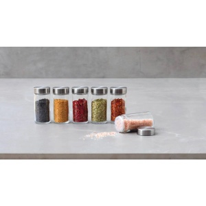 Set 6 borcane condimente 5Five din sticla, 80 ml, capac inox, transparent - Img 5