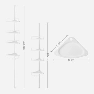 SONGMICS Etajera colt dus, 4 rafturi, inaltime reglabila 85-305 cm, otel si plastic PP, alb - Img 3