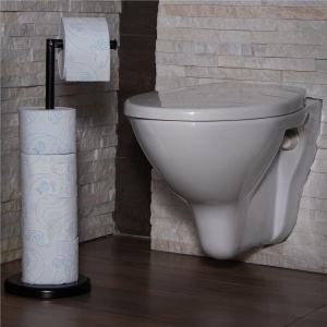 Suport hartie igienica 2 in 1 cu tija mobila, 68.5cm, negru - Img 3