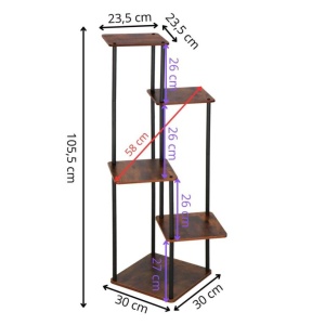 Suport pentru flori, 106×58 cm, negrumaro deschis – 5 rafturi, structura metalica, design modern - Img 6