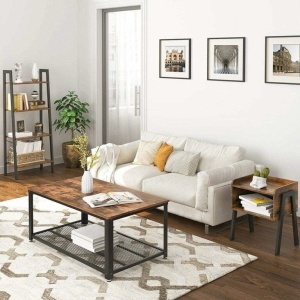 VASAGLE Noptiera cu compartiment de depozitare frontal deschis, MDF, 42x35x52cm, maro rustic - Img 2