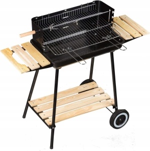 Gratar metalic pe carbuni, tava cromata, cu spita pentru rotisor, 104x88x45cm - Img 5
