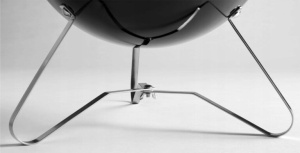 Gratar rotund, din otel, cu suport cromat, tava din inox, 43x37cm, negru - Img 3